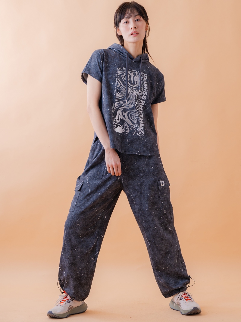 ダメージフード Tシャツ ブラック 1534-1461