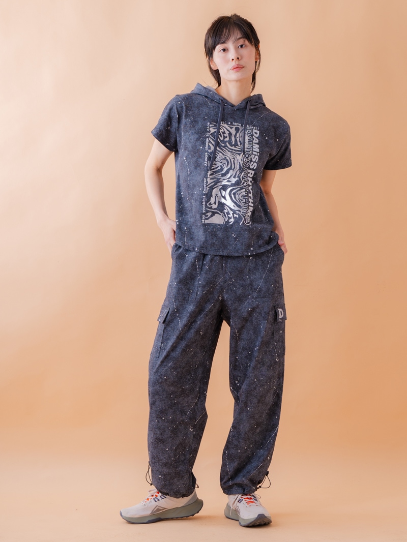 ダメージフード Tシャツ ブラック 1534-1461