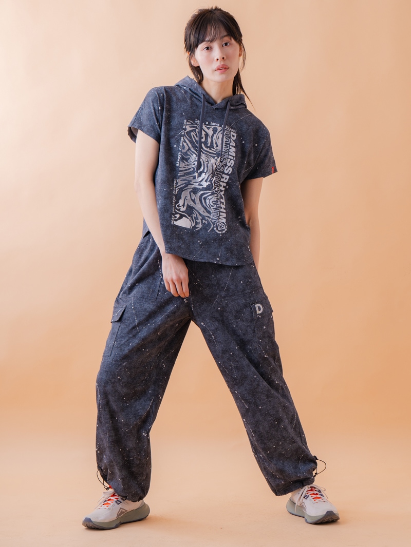 ダメージフード Tシャツ ブラック 1534-1461