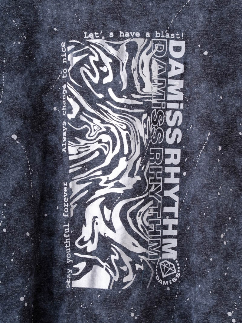 ダメージフード Tシャツ ブラック 1534-1461