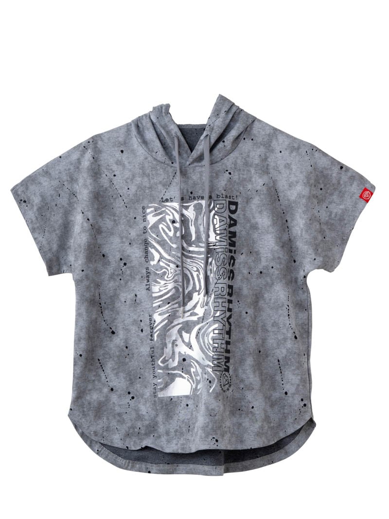 ダメージフード Tシャツ ブラック 1534-1461