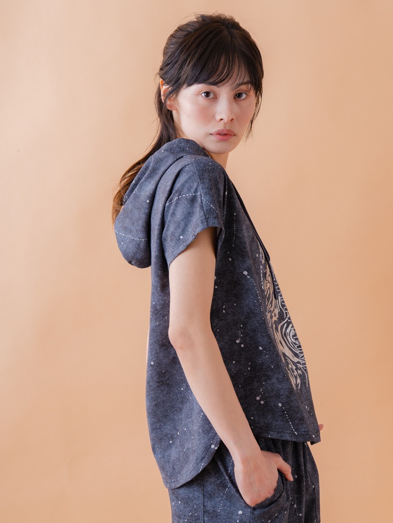 ダメージフード Tシャツ ブラック 1534-1461