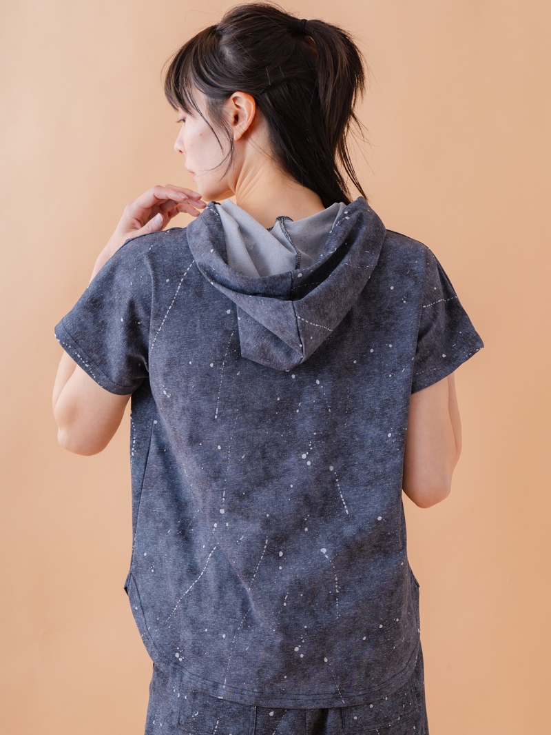 ダメージフード Tシャツ ブラック 1534-1461