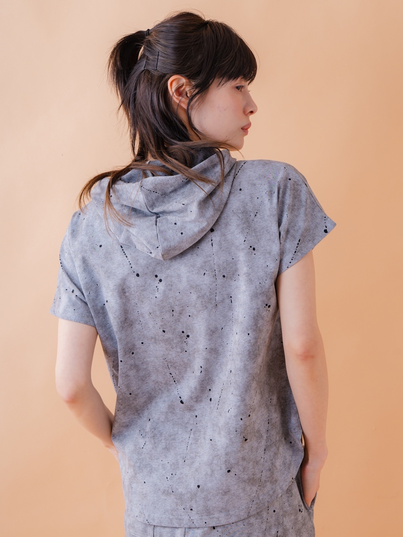 ダメージフード Tシャツ グレー 1534-1461