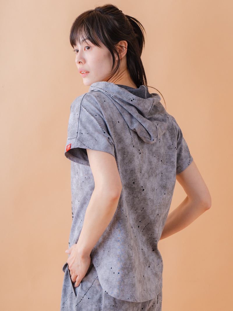 ダメージフード Tシャツ グレー 1534-1461