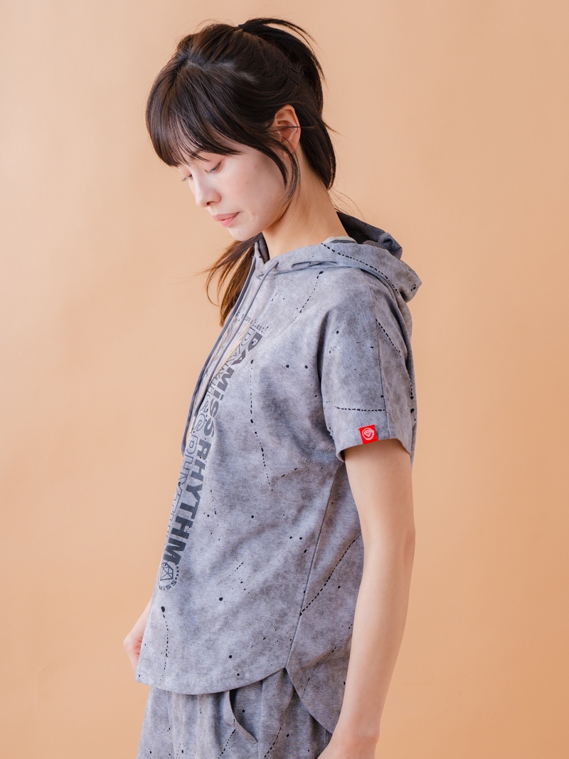 ダメージフード Tシャツ グレー 1534-1461