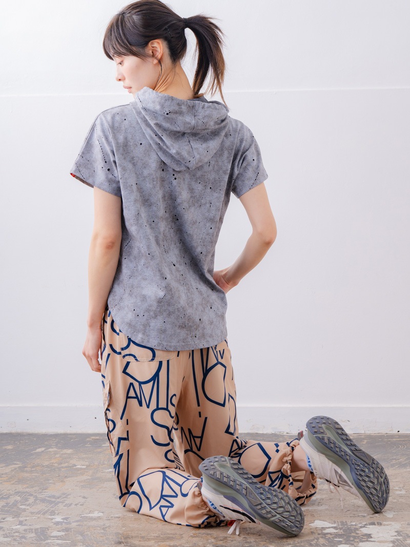 ダメージフード Tシャツ グレー 1534-1461