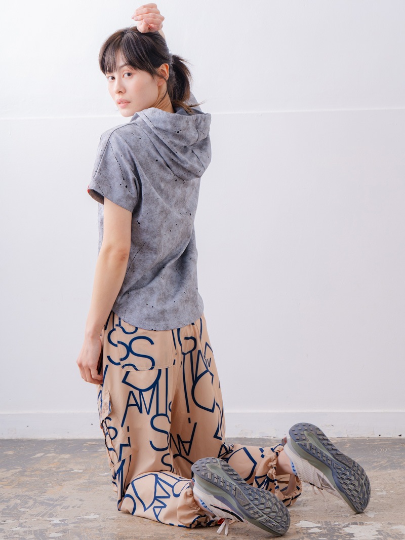 ダメージフード Tシャツ グレー 1534-1461