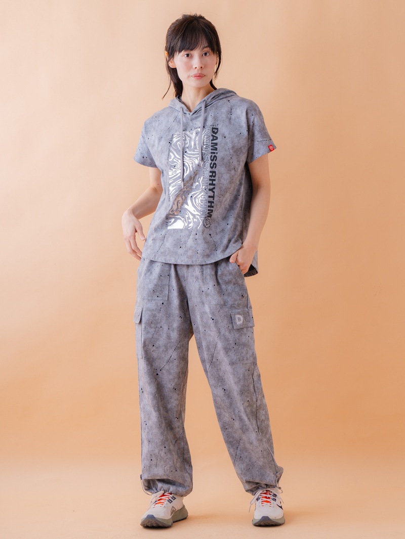 ダメージフード Tシャツ グレー 1534-1461