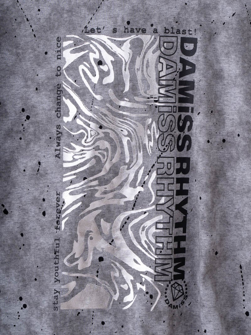 ダメージフード Tシャツ グレー 1534-1461