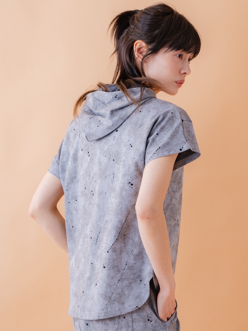 ダメージフード Tシャツ グレー 1534-1461