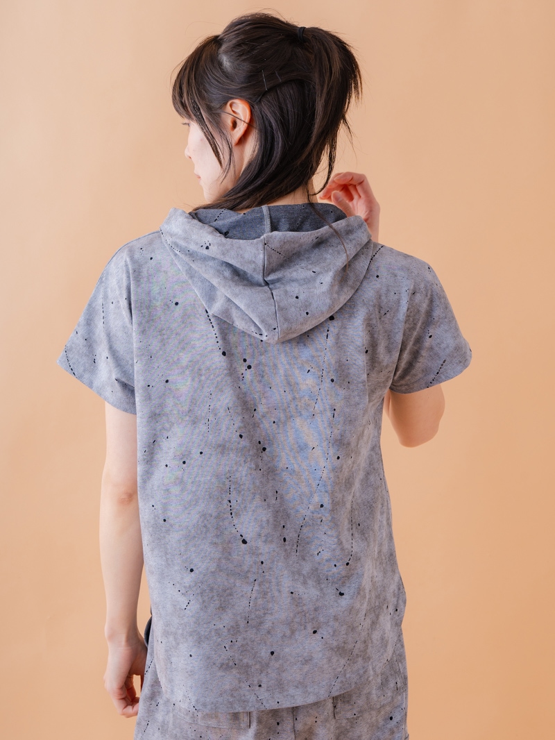 ダメージフード Tシャツ グレー 1534-1461