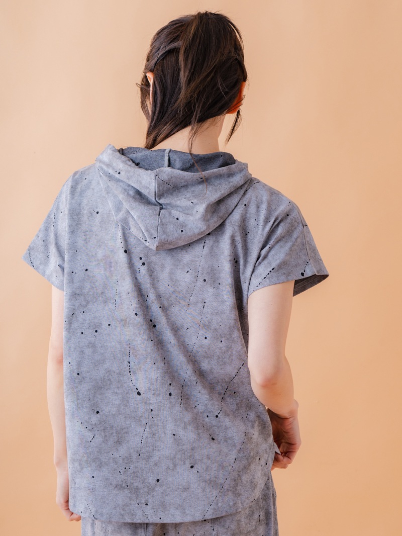 ダメージフード Tシャツ グレー 1534-1461