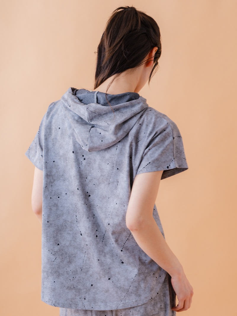 ダメージフード Tシャツ グレー 1534-1461