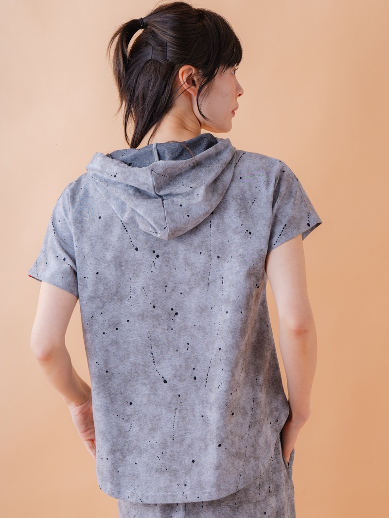 ダメージフード Tシャツ グレー 1534-1461