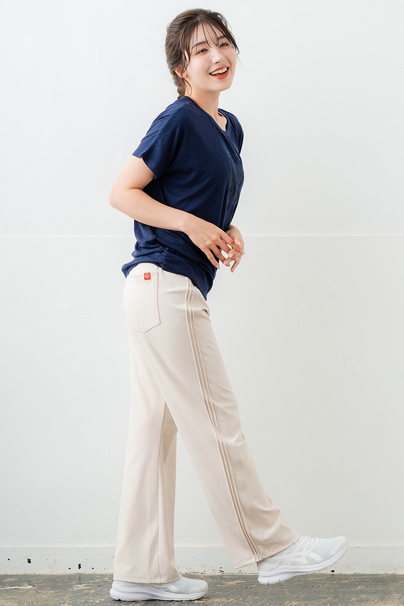刺繍モチーフリヨセルTシャツ ネイビ 　5634-1629