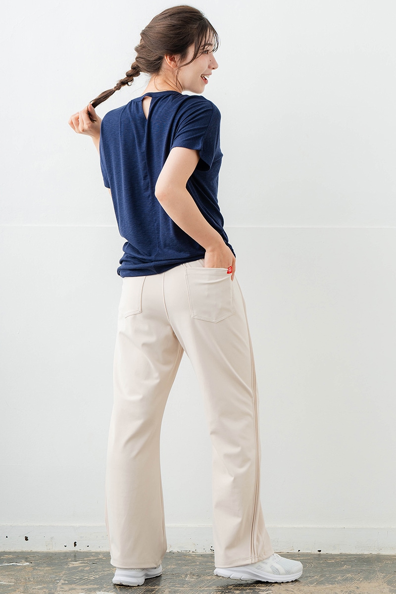 刺繍モチーフリヨセルTシャツ ネイビ 　5634-1629
