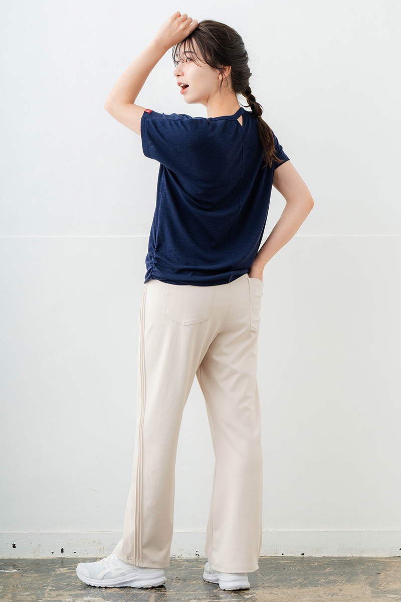 刺繍モチーフリヨセルTシャツ ネイビ 　5634-1629