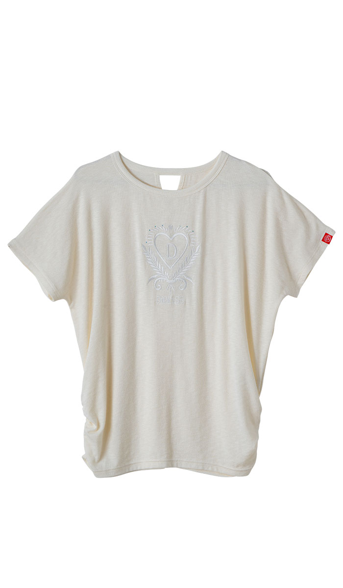 刺繍モチーフリヨセルTシャツ ネイビ 　5634-1629