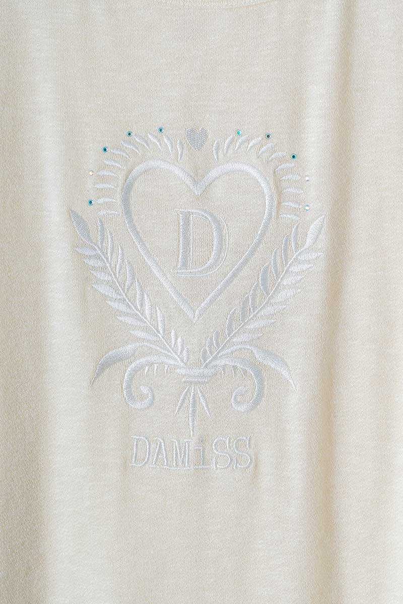 刺繍モチーフリヨセルTシャツ ネイビ 　5634-1629