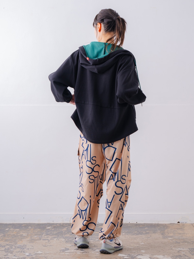 バイカラーラウンドバック パーカー ブラック 1556-1463