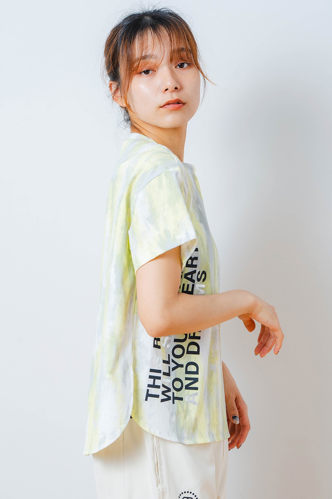 シャドープリント Tシャツ イエロー 1534-1447