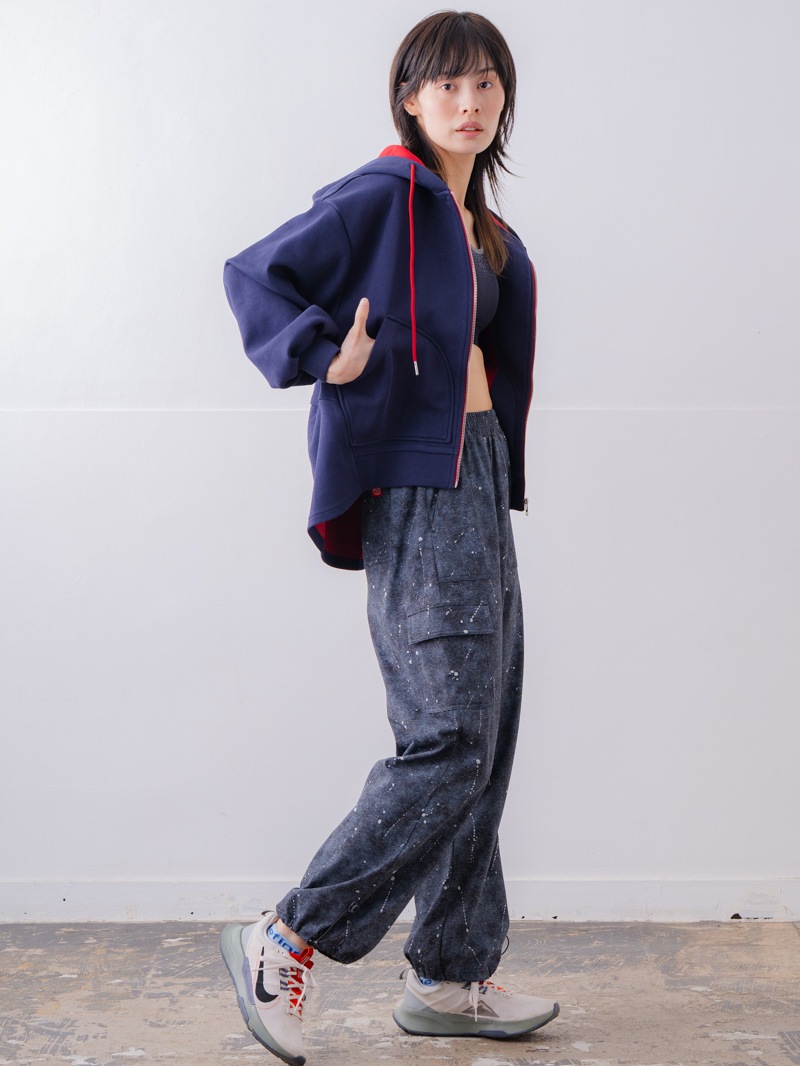 先行割10％OFF】 バイカラーラウンドバック パーカー ネイビー 1556