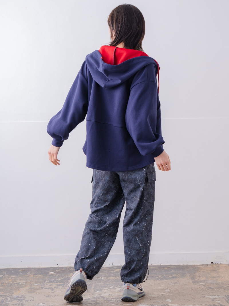 バイカラーラウンドバック パーカー ネイビー 1556-1463