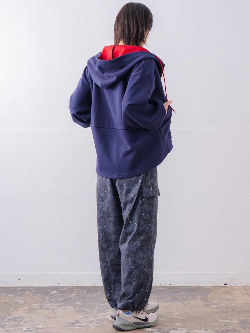 バイカラーラウンドバック パーカー ネイビー 1556-1463