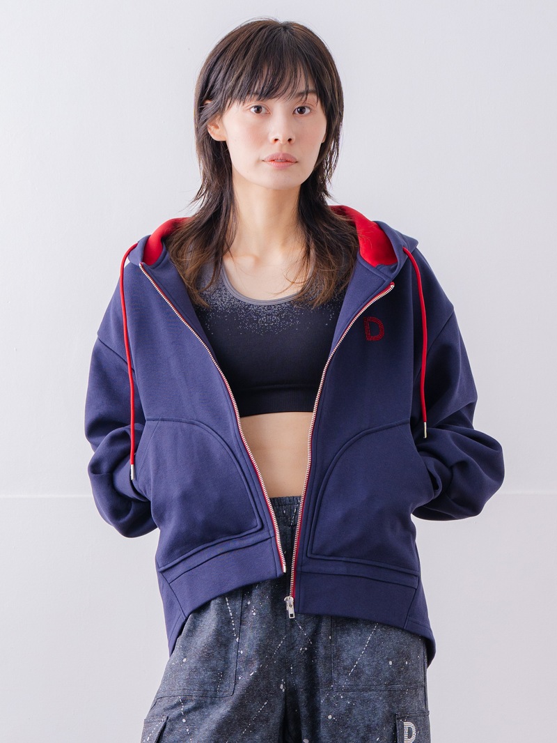 先行割10％OFF】 バイカラーラウンドバック パーカー ネイビー 1556