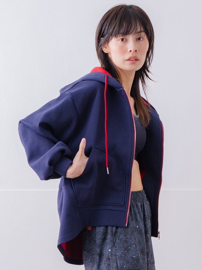 バイカラーラウンドバック パーカー ネイビー 1556-1463