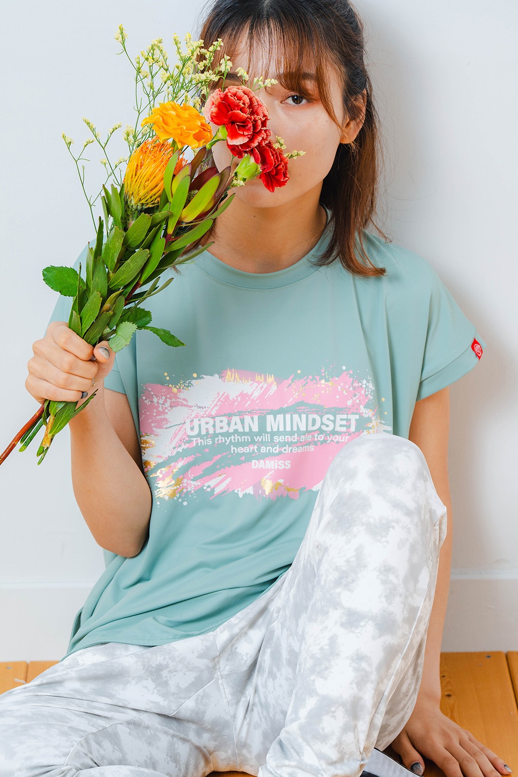 ペインティング Tシャツ   ミント 1534-1448 