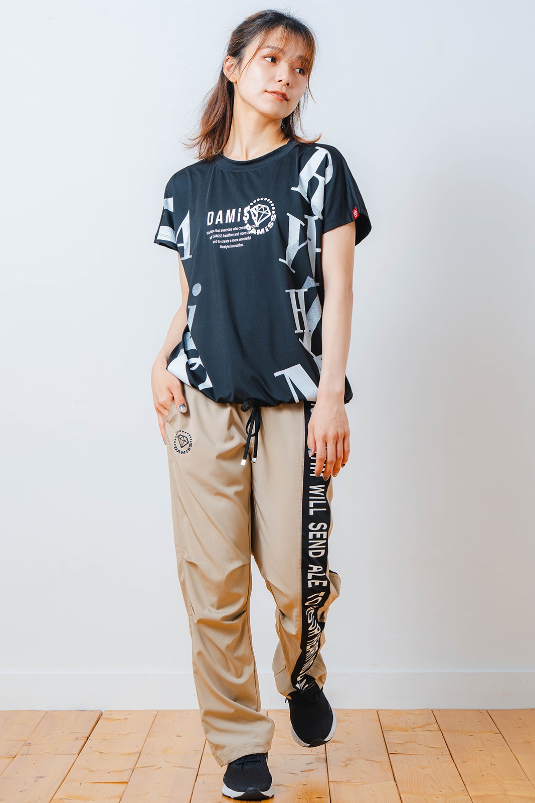 グラデーションテキスト Tシャツ ブラック 1534-1449