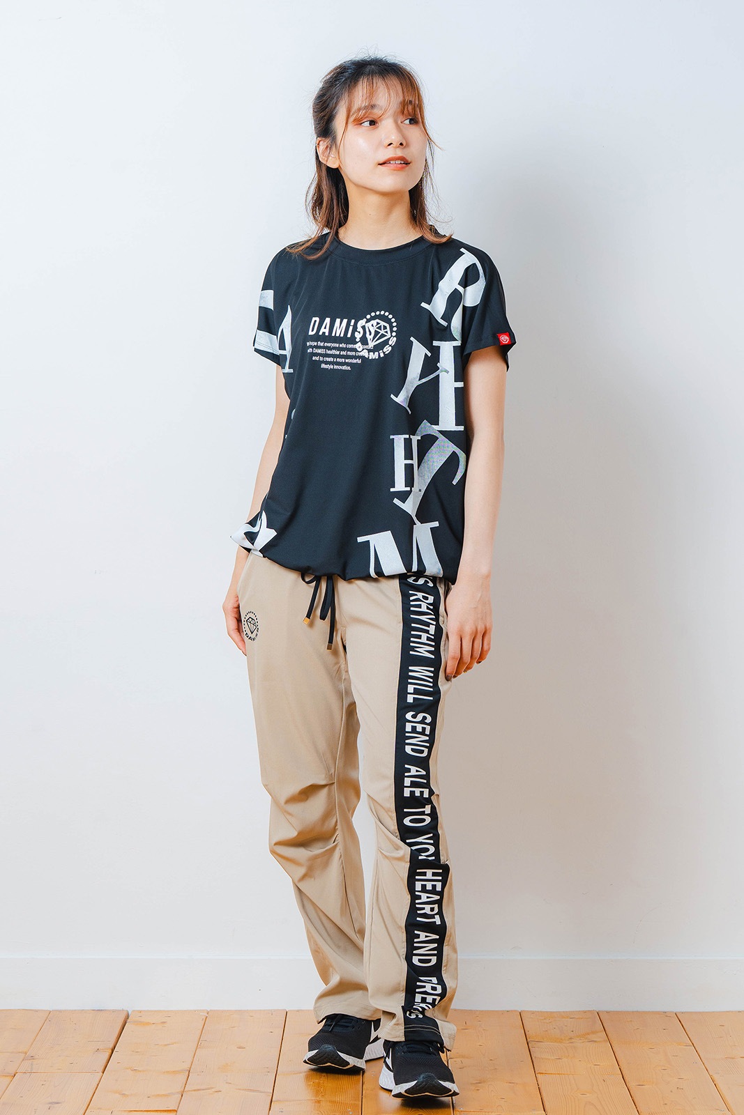 グラデーションテキスト Tシャツ ブラック 1534-1449