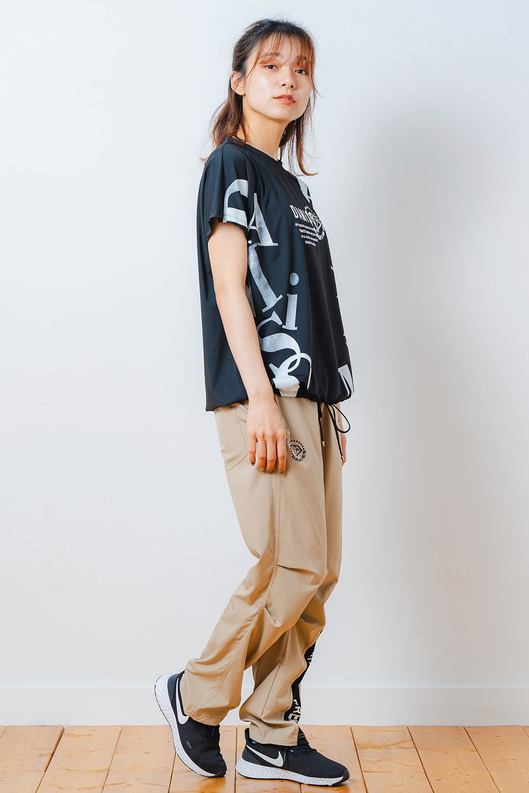 グラデーションテキスト Tシャツ ブラック 1534-1449