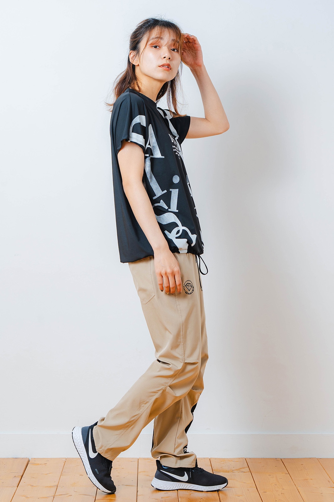 グラデーションテキスト Tシャツ ブラック 1534-1449