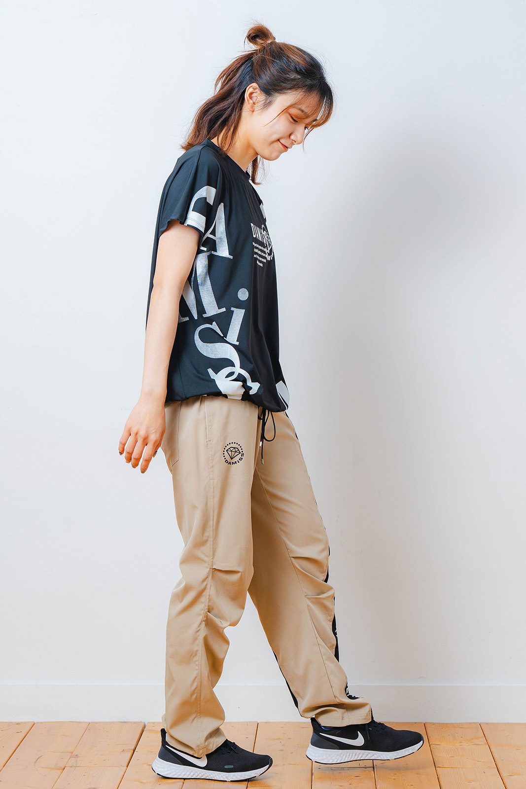 グラデーションテキスト Tシャツ ブラック 1534-1449