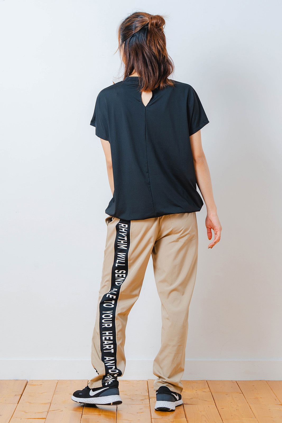 グラデーションテキスト Tシャツ ブラック 1534-1449