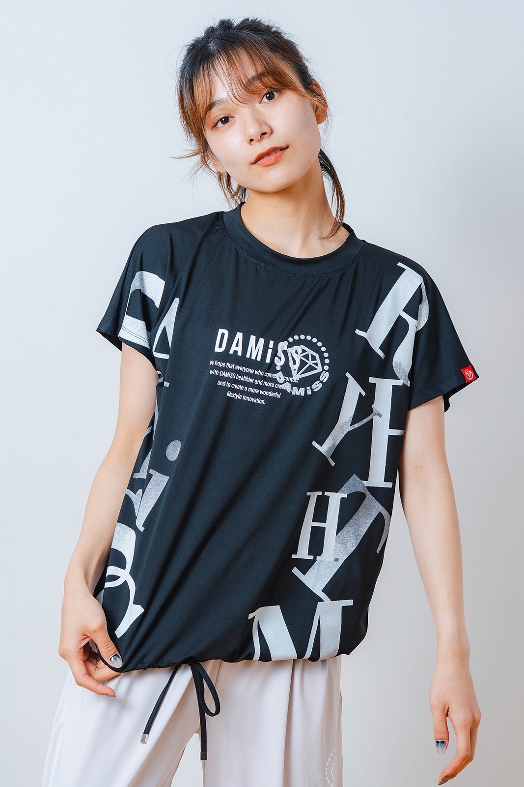 グラデーションテキスト Tシャツ ブラック 1534-1449