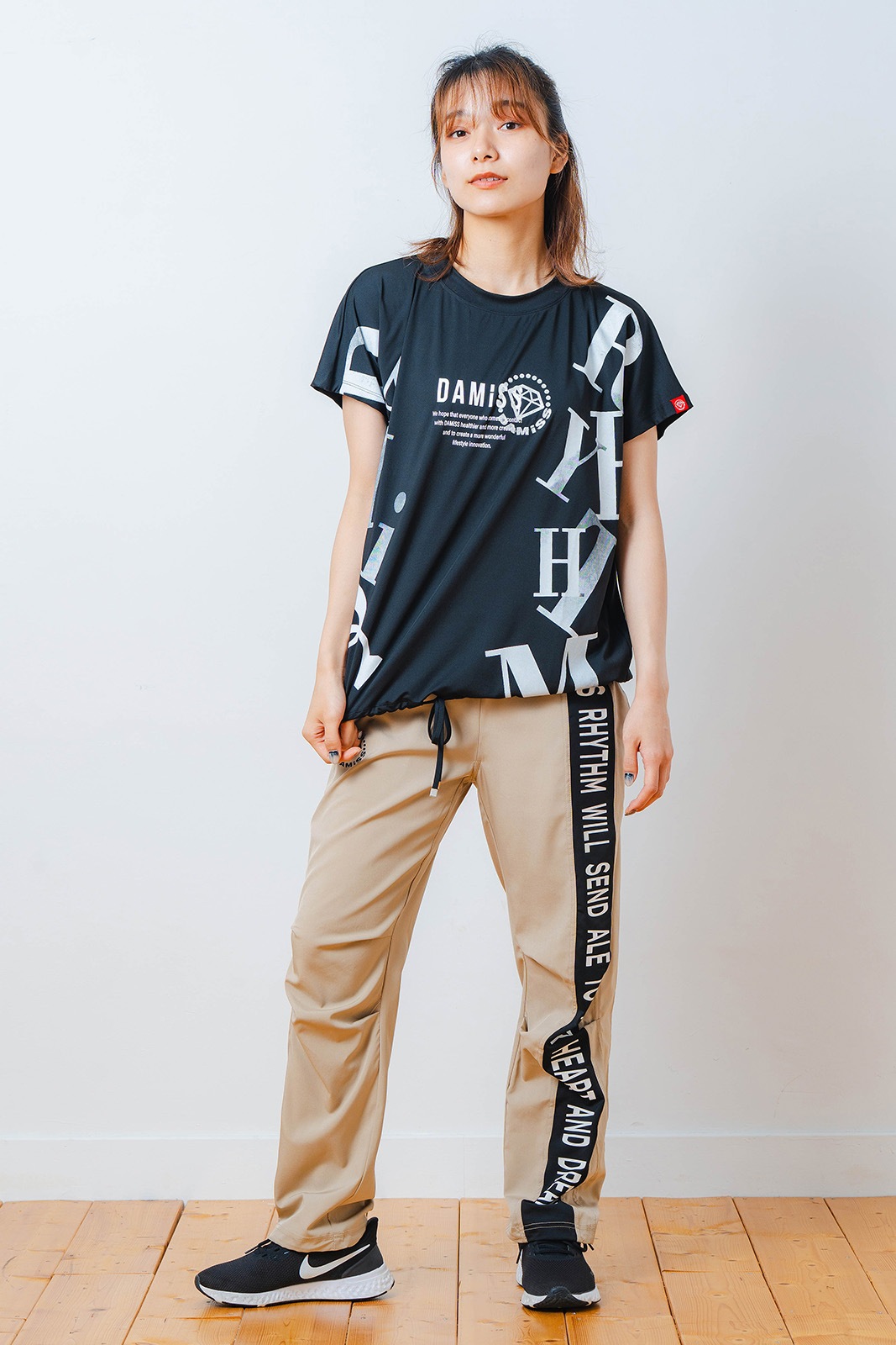 グラデーションテキスト Tシャツ ブラック 1534-1449