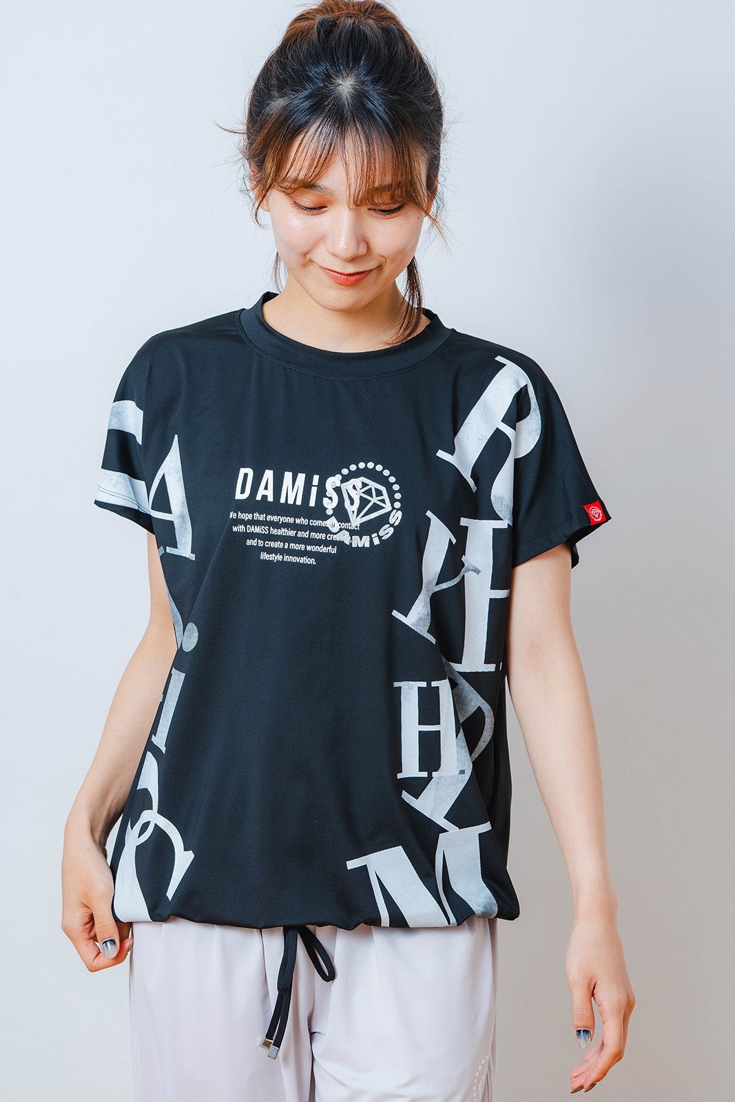 グラデーションテキスト Tシャツ ブラック 1534-1449