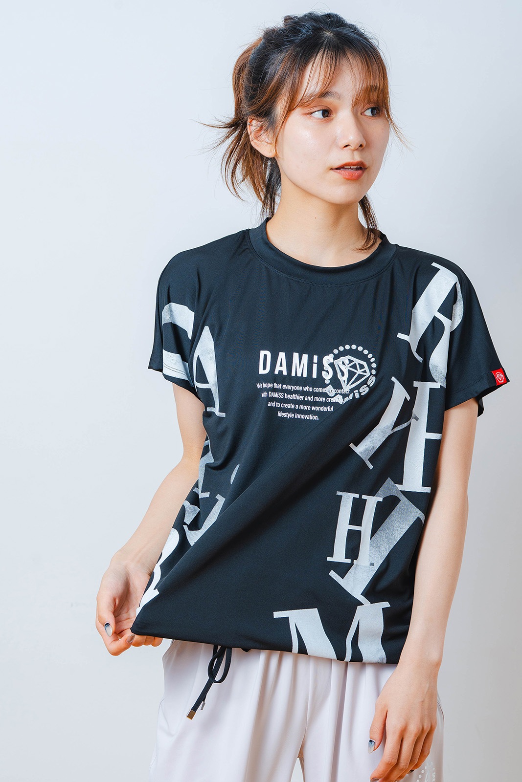 グラデーションテキスト Tシャツ ブラック 1534-1449