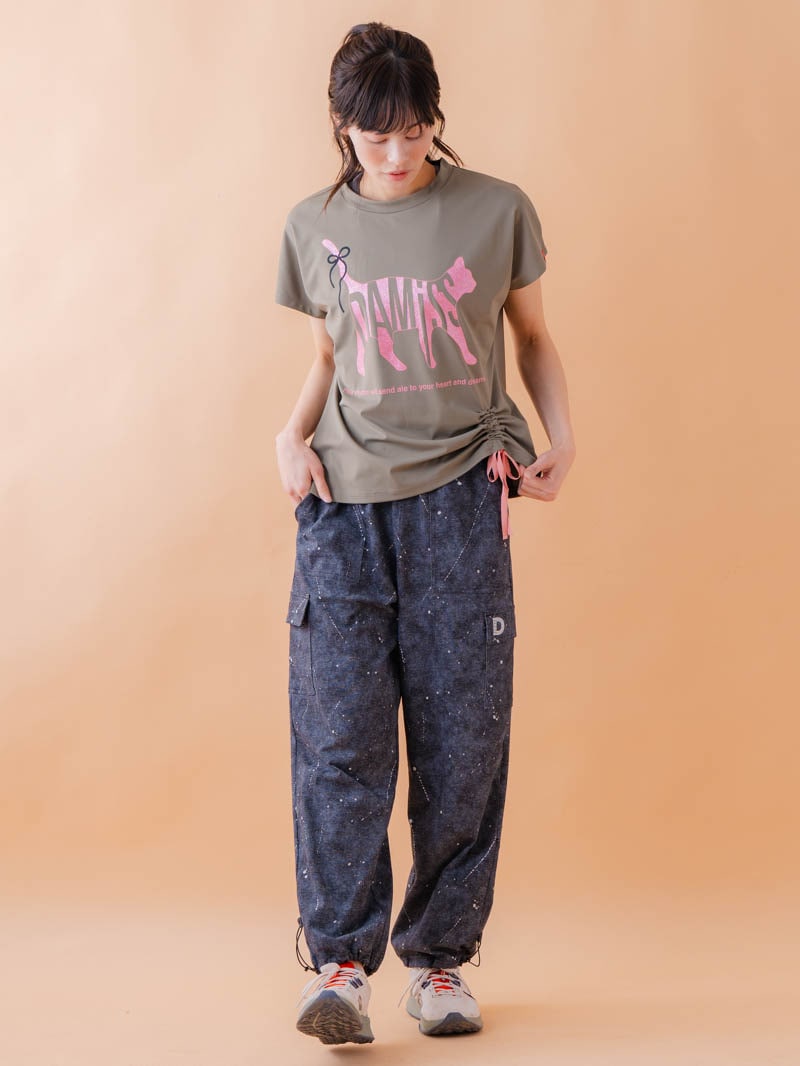 キャットテクスチャ Tシャツ カーキ 1534-1619