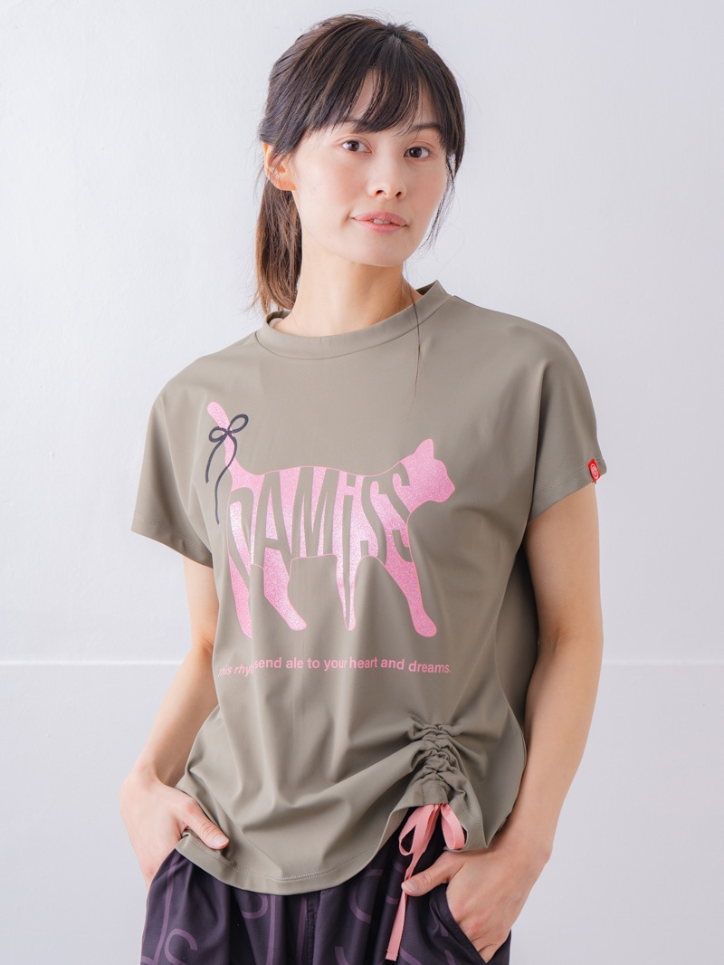 キャットテクスチャ Tシャツ カーキ 1534-1619