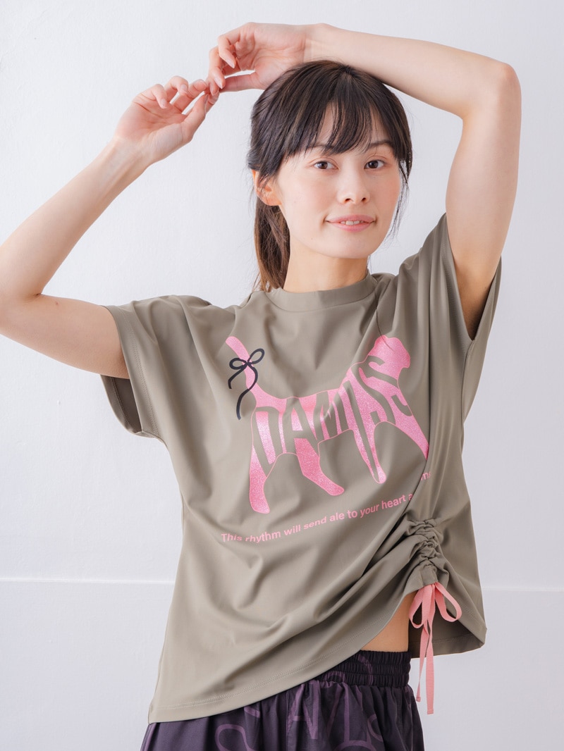 キャットテクスチャ Tシャツ カーキ 1534-1619