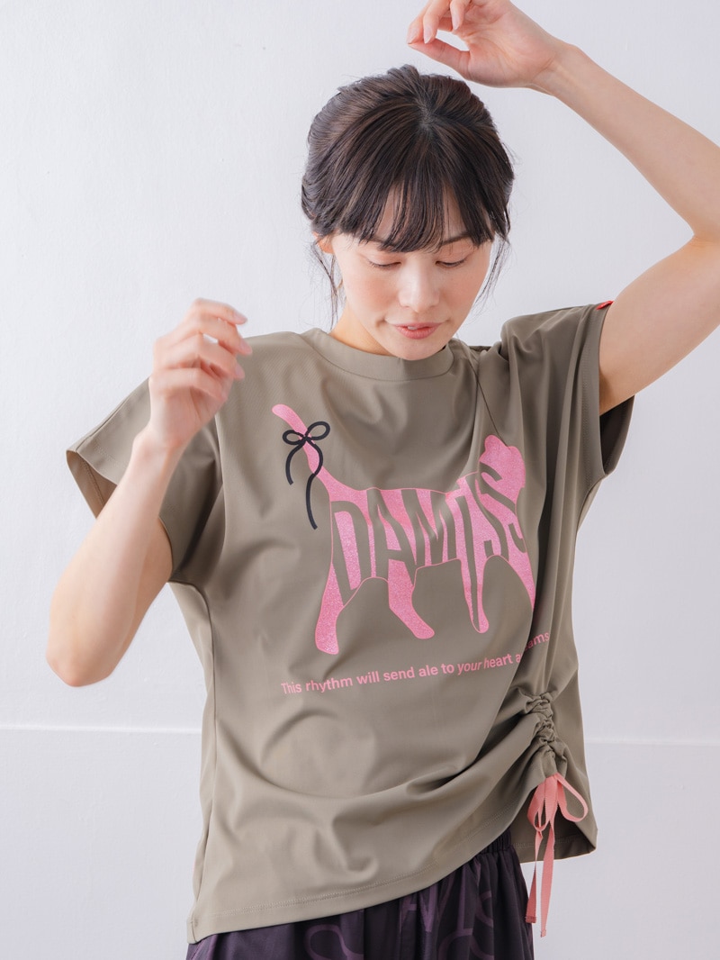 キャットテクスチャ Tシャツ カーキ 1534-1619