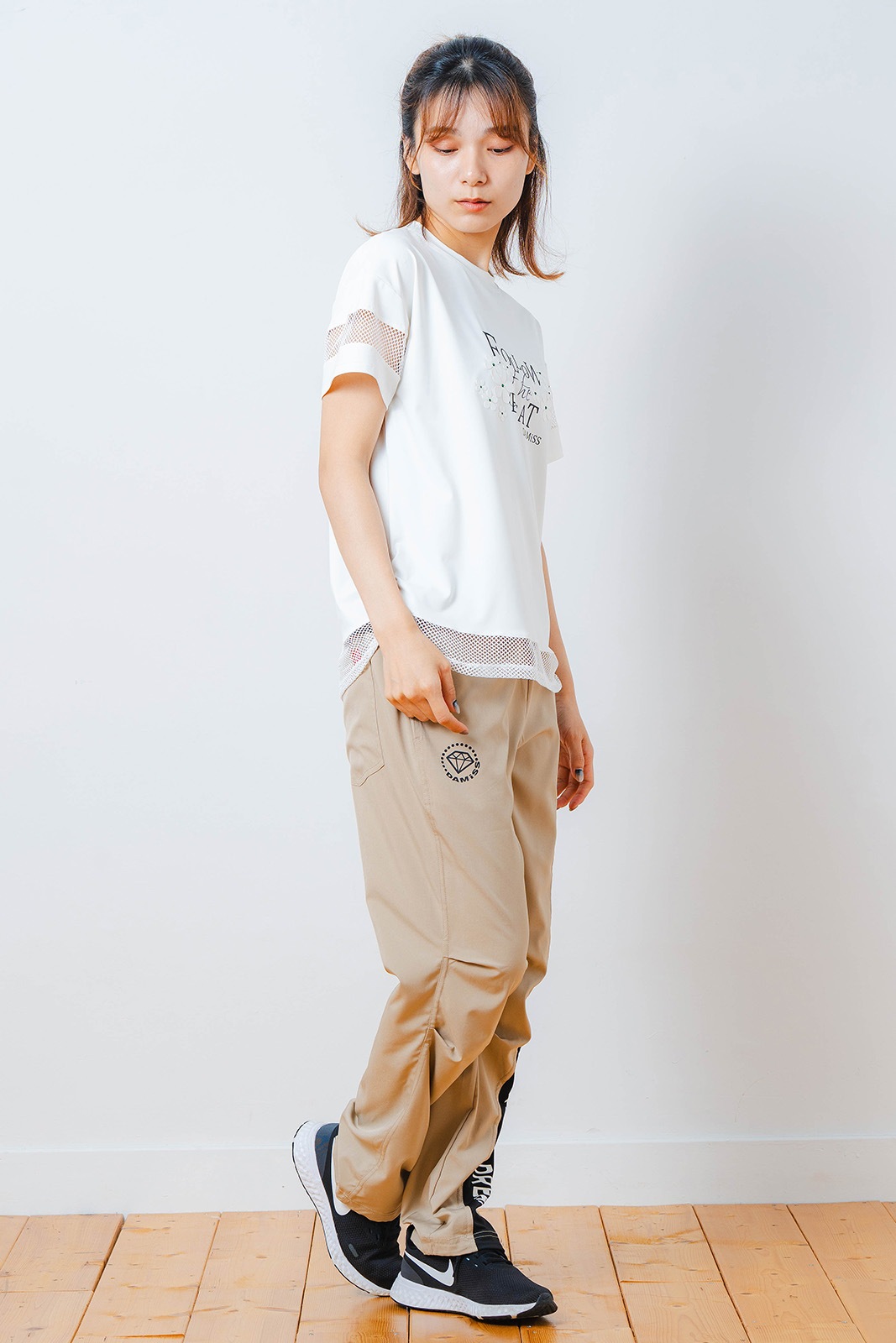 メッシュ フラワー Tシャツ ホワイト 1534-1450