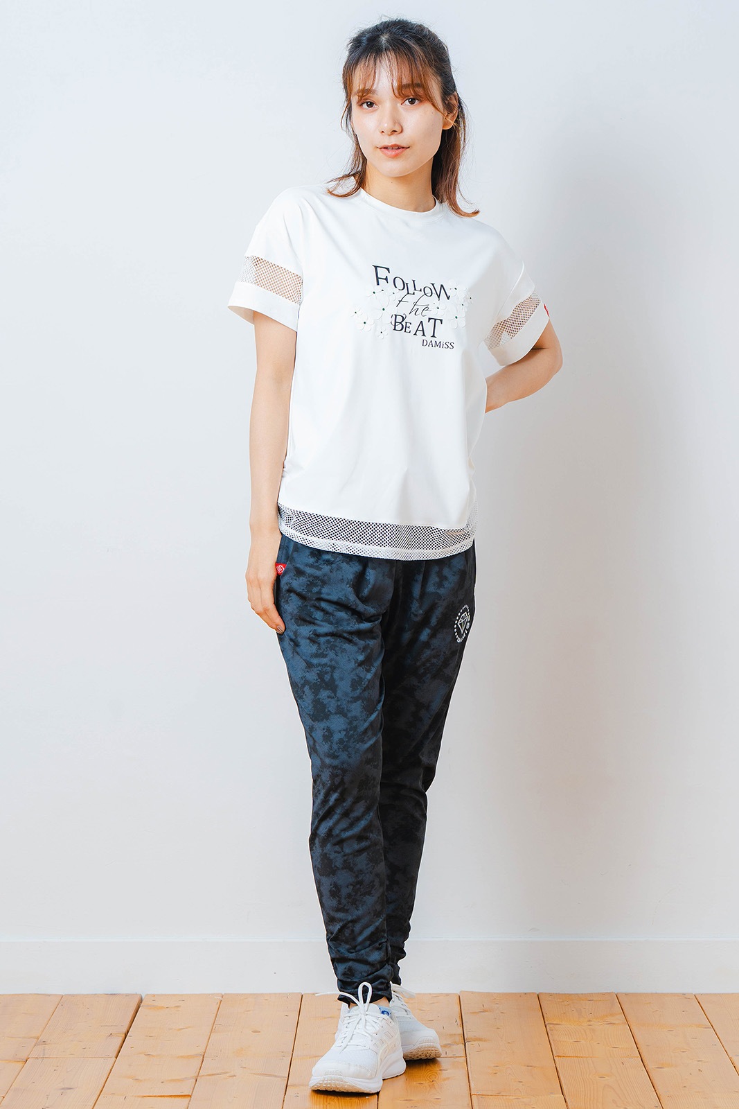 メッシュ フラワー Tシャツ ホワイト 1534-1450