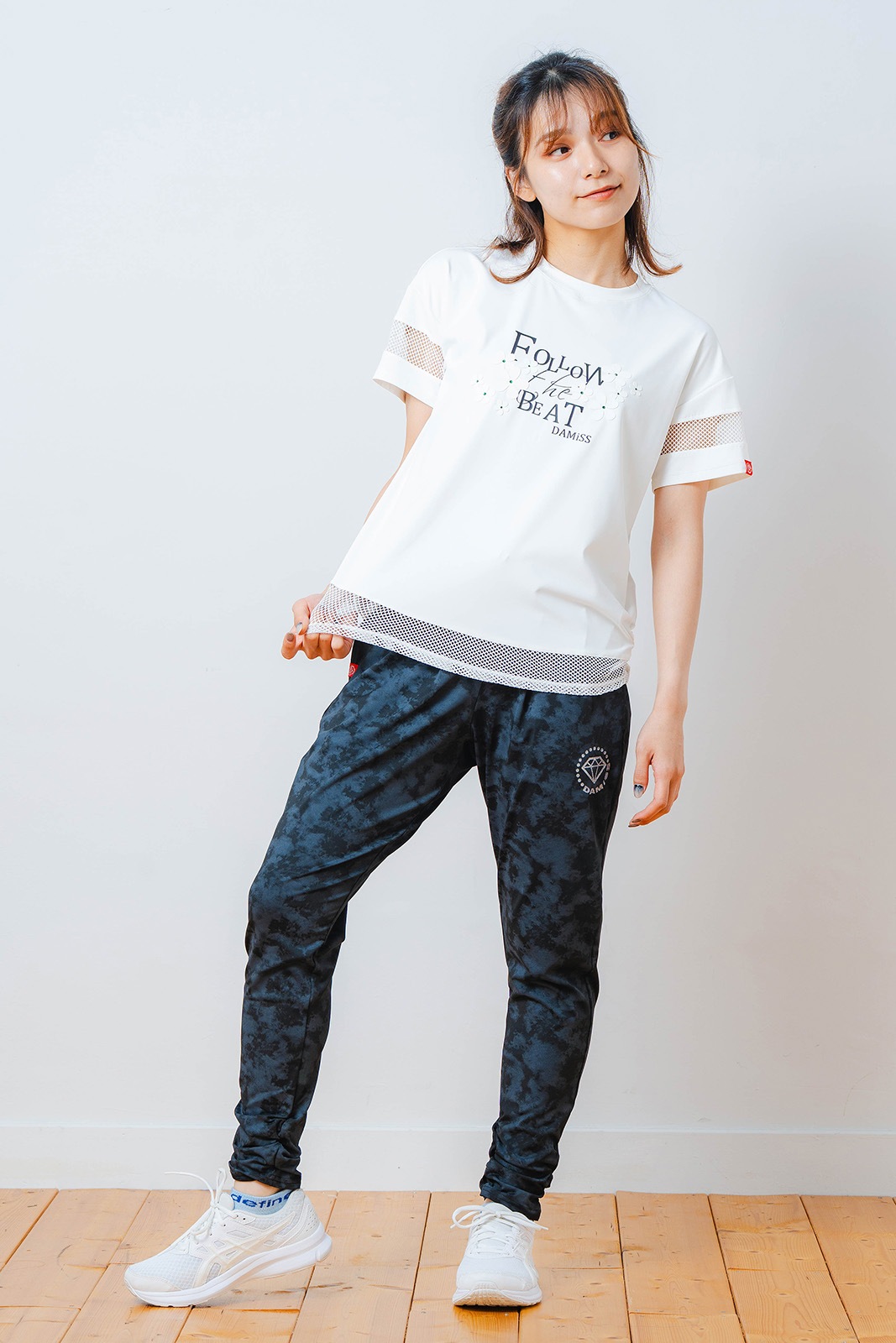 メッシュ フラワー Tシャツ ホワイト 1534-1450