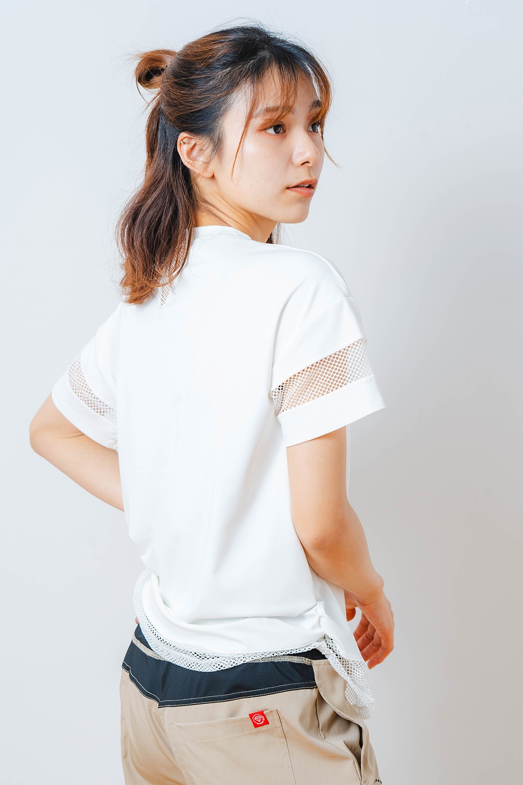 メッシュ フラワー Tシャツ ホワイト 1534-1450